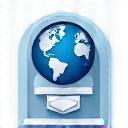 Icone représentant un globe terrestre et une enveloppe.